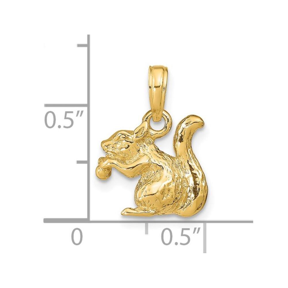 14k Yellow Gold Solid 3-D Squirrel With Nut Charm - image 5